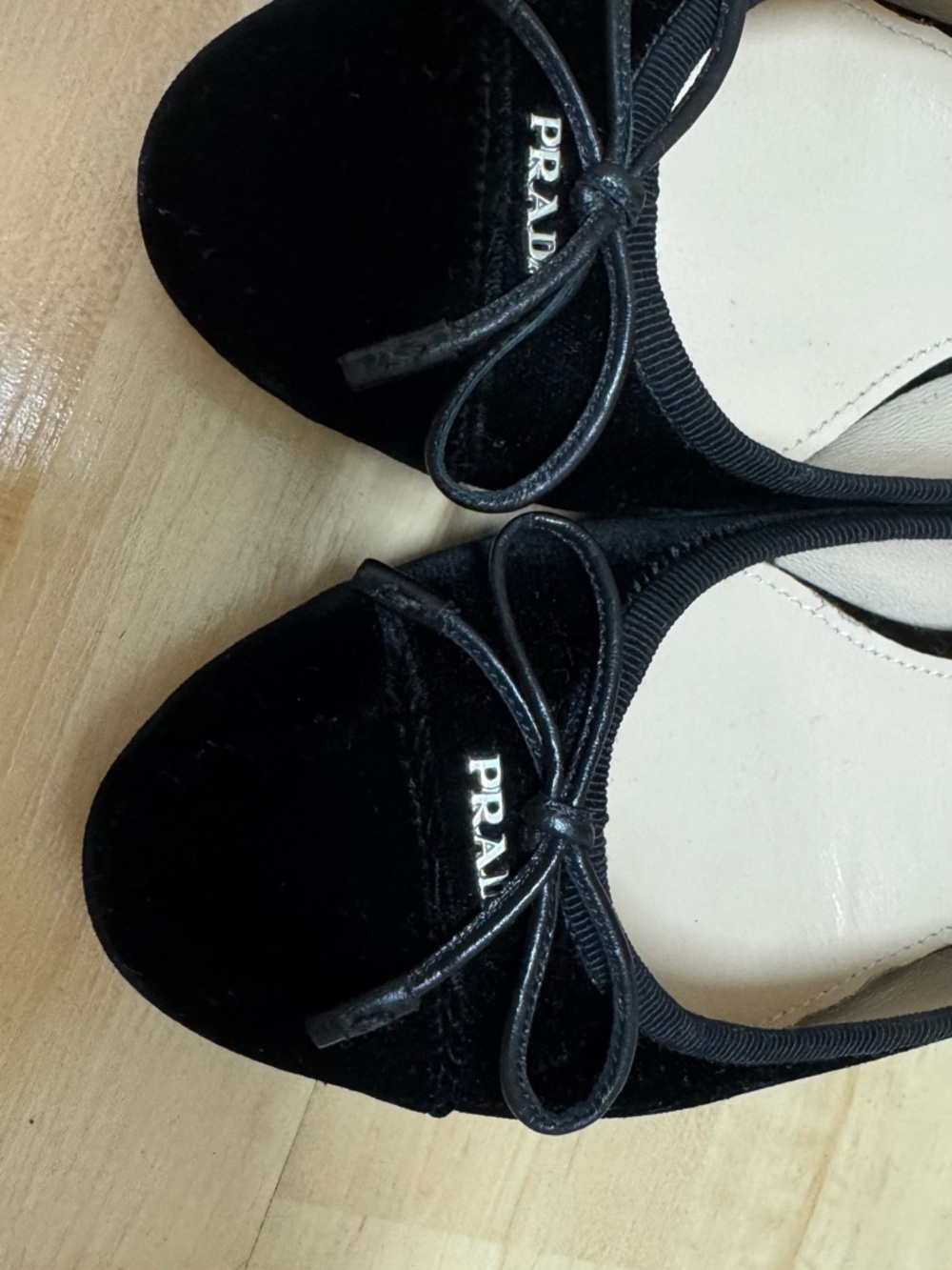 Like New Prada Black Velvet Bow Ballet Flats 36.5 - Picture 3 of 5